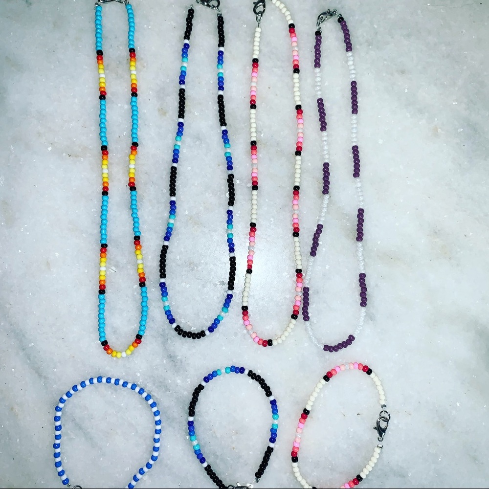 seed bead necklaces and bracelets. can also make custom if you want.